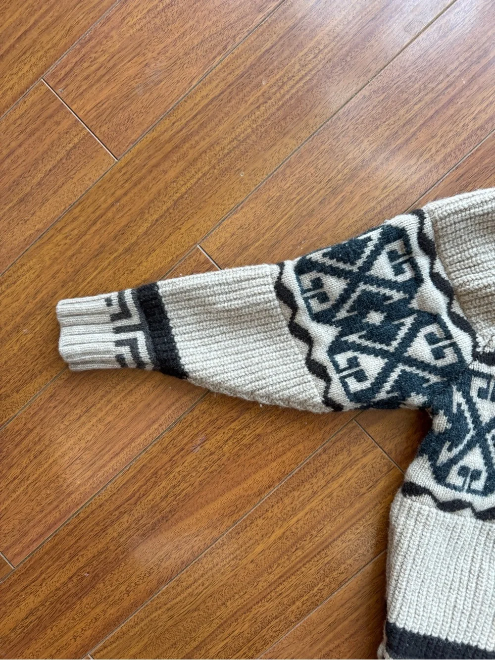 Pendleton Vintage Lambswool Grey Black Patterned Zip Shawl Collar Sweater Medium